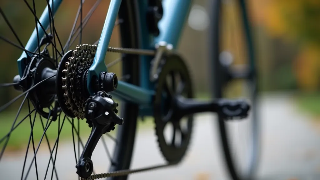 Detali dviračio pedalų ir grandinės nuotrauka, šviesus fonas, techninis vaizd